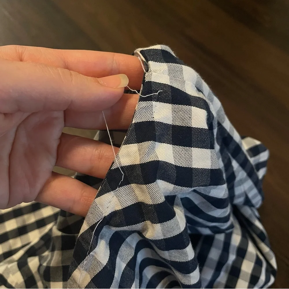 Petite Plume Navy Blue & White Gingham Nightgown Size 14 - Picture 4 of 5